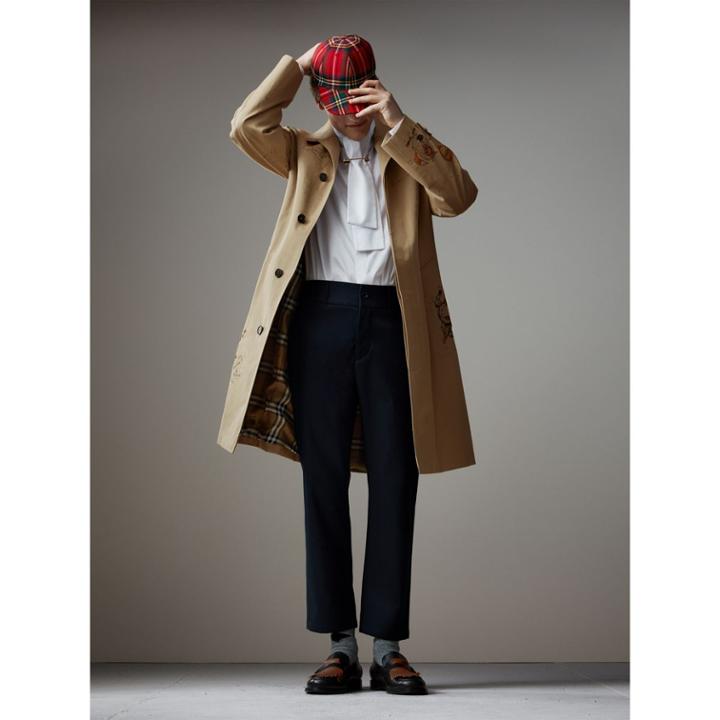Burberry Burberry Sketch Print Tropical Gabardine Car Coat, Size: 38, Yellow