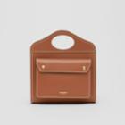 Burberry Burberry Medium Topstitch Detail Leather Pocket Bag, Brown
