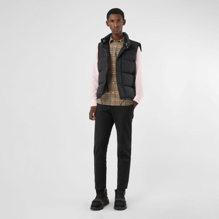 Burberry Burberry Contrast Check Panelled Cotton Shirt, Beige