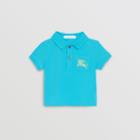 Burberry Burberry Childrens Ekd Logo Cotton Piqu Polo Shirt, Size: 2y, Blue