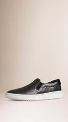 Burberry Leather And Suede Slip-on Trainers