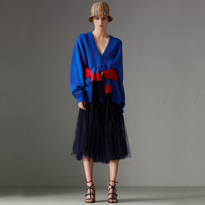 Burberry Burberry Lace Panel Pleated Tulle Skirt, Size: 14