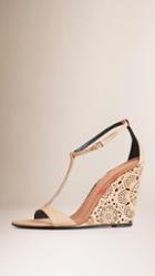 Burberry Laser-cut Lace Leather Wedges