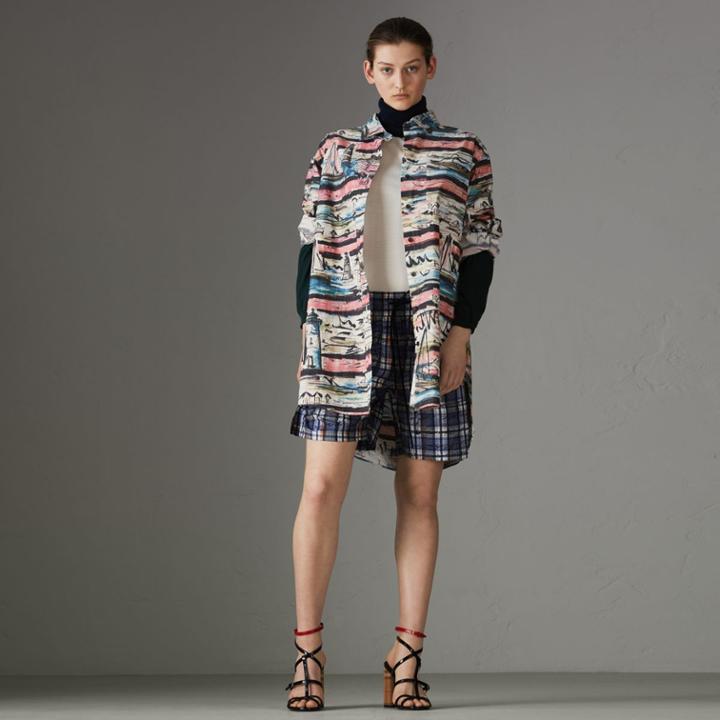 Burberry Burberry Coastal Print Stretch Cotton Shirt, Size: 06