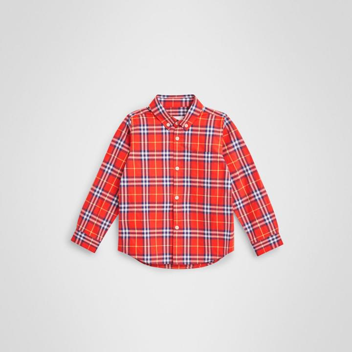 Burberry Burberry Childrens Button-down Collar Check Flannel Shirt, Size: 14y, Orange