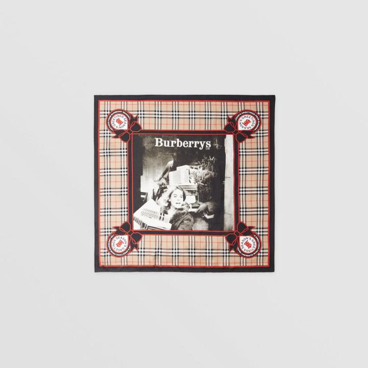 Burberry Burberry Archive Campaign Print Silk Square Scarf, Beige