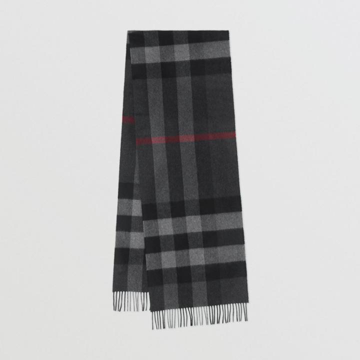 Burberry Burberry Check Cashmere Scarf, Charcoal