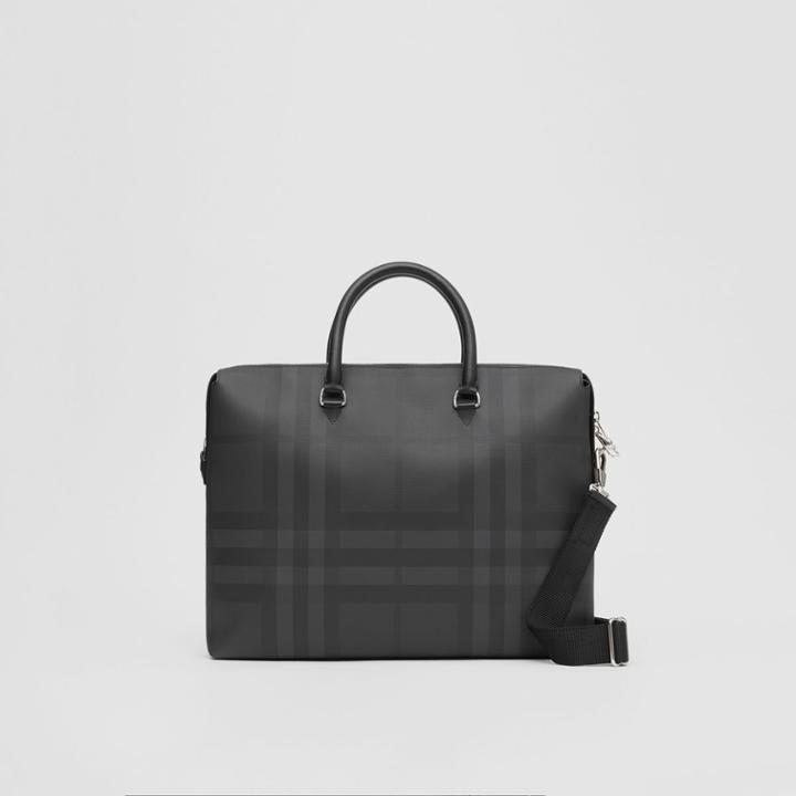 Burberry Burberry Large London Check And Leather Briefcase, Black