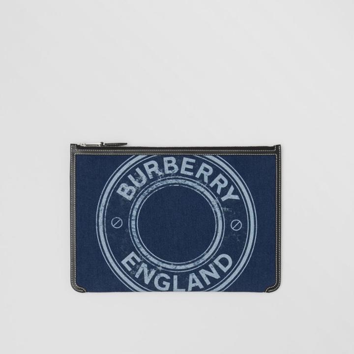 Burberry Burberry Logo Graphic Denim Zip Pouch, Blue