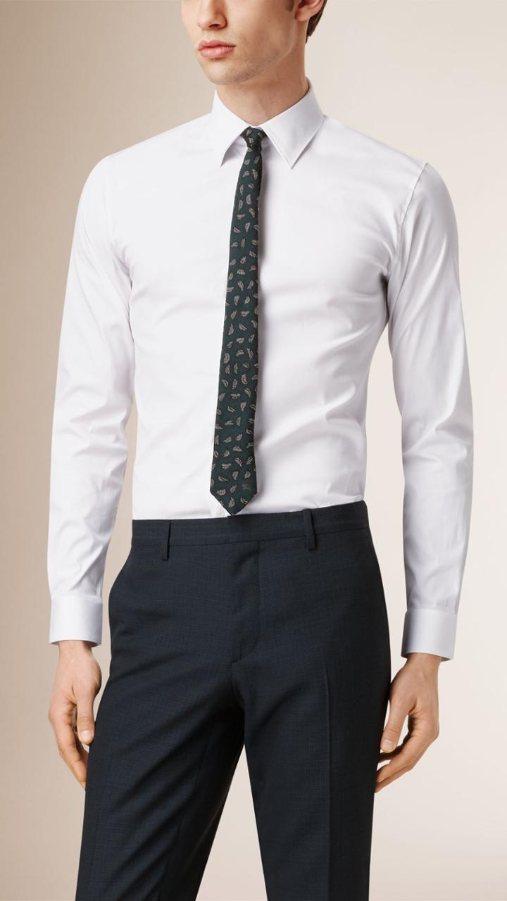 Burberry Burberry Slim Fit Stretch Cotton Shirt, Size: 14.5, White