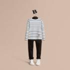 Burberry Burberry Pallas Heads Motif Breton Stripe Cotton Top, Size: 12y, Blue