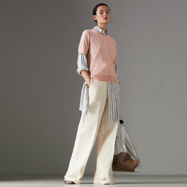 Burberry Burberry Short-sleeve Cashmere Sweater, Pink