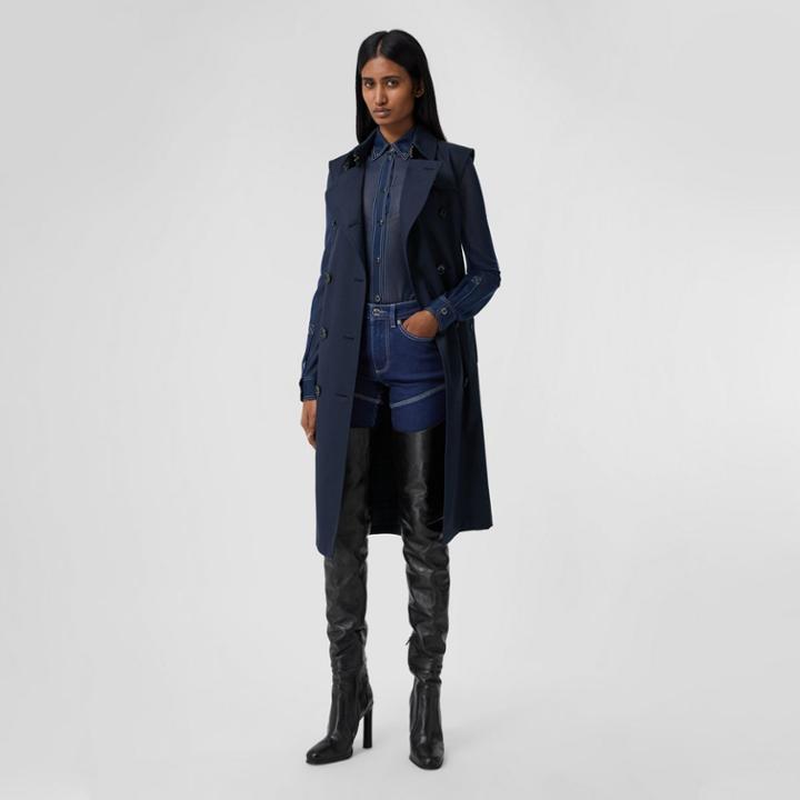 Burberry Burberry Cotton Gabardine Sleeveless Trench Coat, Size: 06, Blue