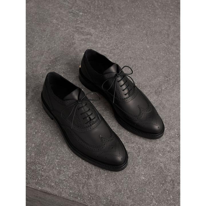 Burberry Burberry Leather Wingtip Brogues, Size: 39, Black