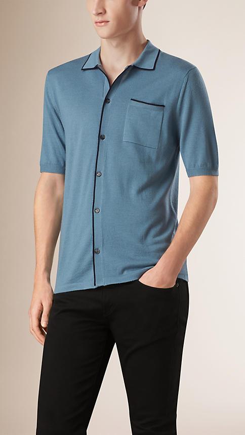 Burberry Short-sleeved Wool Silk Blend Knitted Shirt