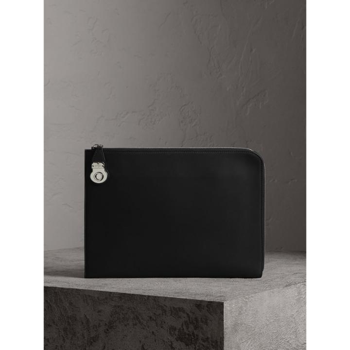 Burberry Burberry Trench Leather Document Case, Black