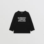 Burberry Burberry Childrens Long-sleeve Logo Print Cotton Top, Size: 14y, Black