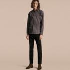 Burberry Slim Fit Pyjama Stripe Cotton Poplin Shirt
