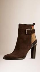 Burberry Canvas Check And Suede Ankle Boots