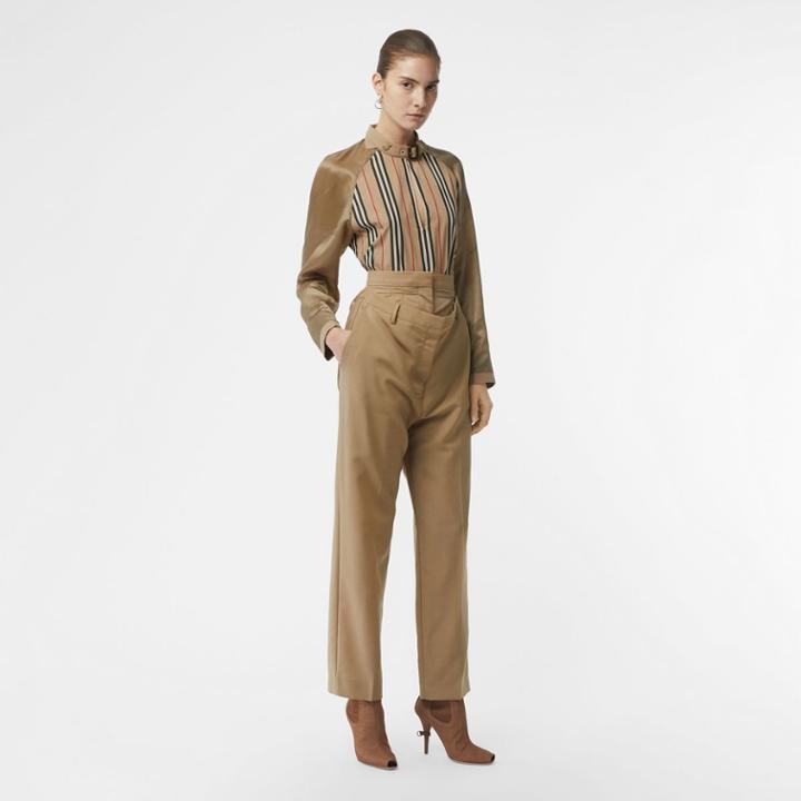 Burberry Burberry Double-waist Mohair Wool Trousers, Size: 00, Yellow