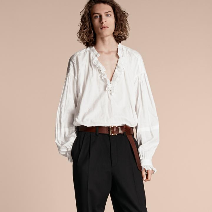 Burberry Burberry Ruffle-trimmed Cotton Voile Tunic Shirt, Size: 41, White