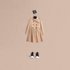 Burberry Burberry Check Detail Stretch Cotton Trench Dress, Size: 10y, Yellow
