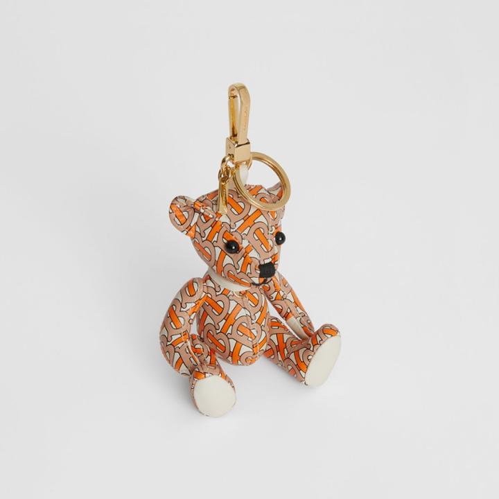 Burberry Burberry Thomas Bear Charm In Monogram Print Leather, Vermilion