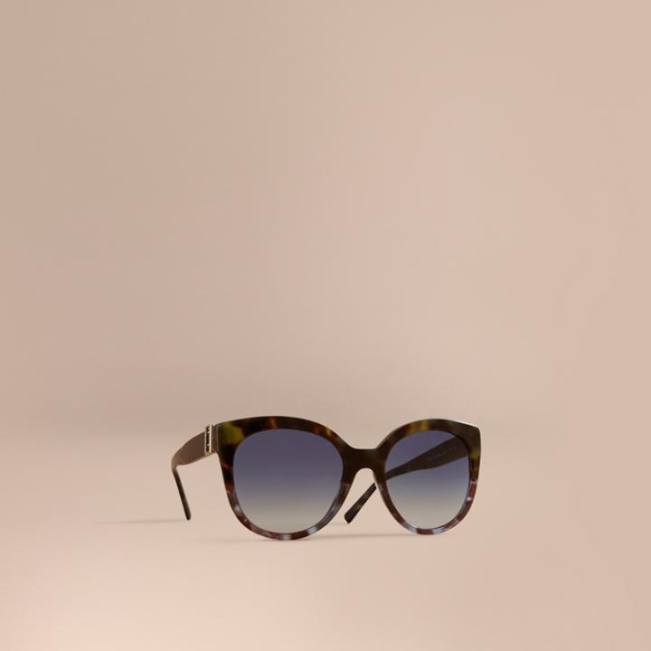 Burberry Burberry Buckle Detail Cat-eye Frame Sunglasses, Green