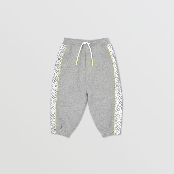 Burberry Burberry Childrens Monogram Print Panel Cotton Jogging Pants, Size: 2y, Grey