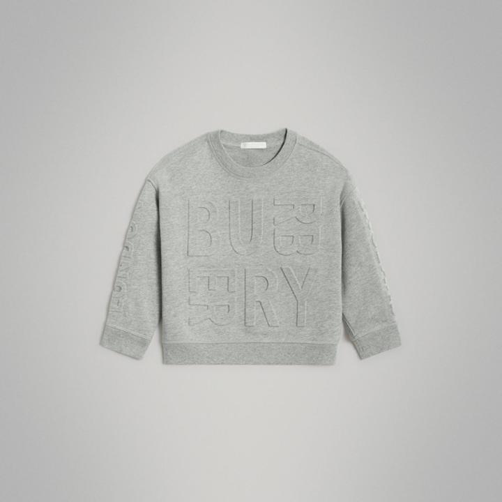 Burberry Burberry Childrens Embossed Logo Cotton Sweatshirt, Size: 14y, Grey