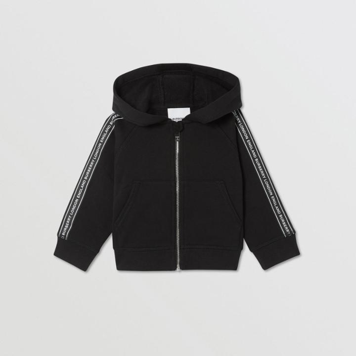 Burberry Burberry Childrens Logo Tape Cotton Hooded Top, Size: 2y, Black
