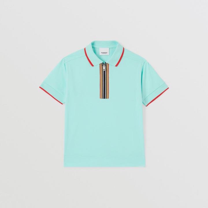 Burberry Burberry Childrens Icon Stripe Detail Cotton Zip-front Polo Shirt, Size: 8y