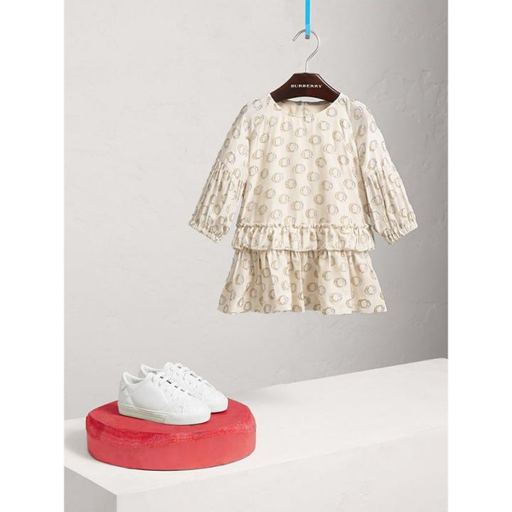 Burberry Burberry Puff-sleeve Gathered Fil Coup Dress, Size: 3y