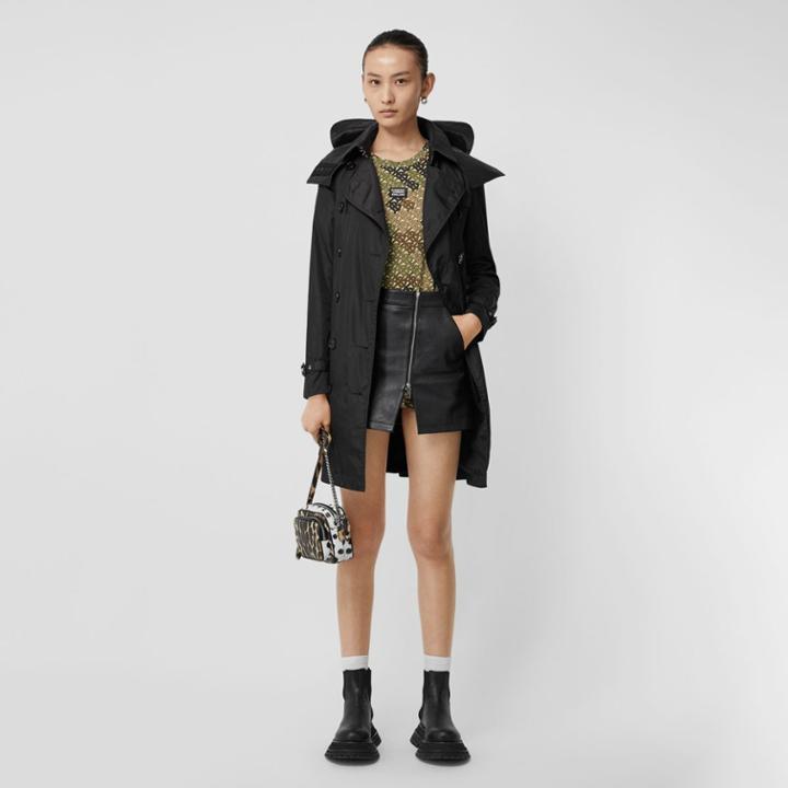 Burberry Burberry Detachable Hood Econyl Trench Coat, Size: 14, Black