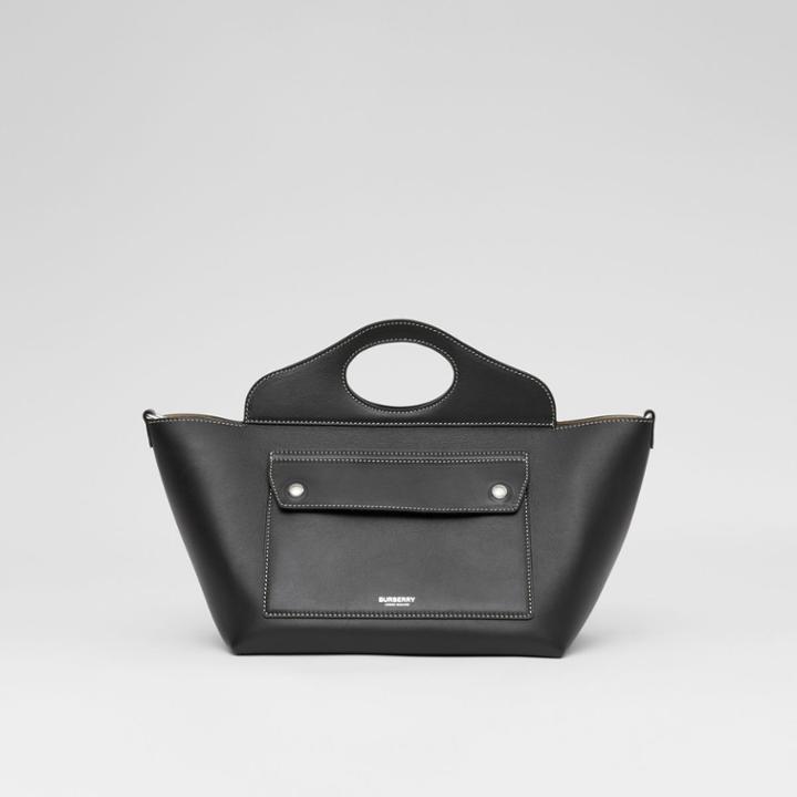 Burberry Burberry Mini Leather Soft Pocket Tote, Black
