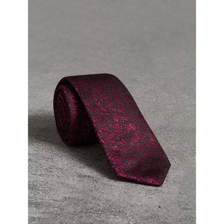 Burberry Burberry Slim Cut Floral Jacquard Silk Tie