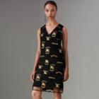 Burberry Burberry Archive Logo Embroidered Tulle Shift Dress, Size: 00, Black