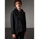 Burberry Burberry Cotton Blend Tailored Jacket With Detachable Hooded Warmer, Size: 50r, Black