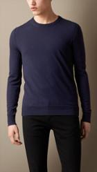 Burberry Brit Check Detail Merino Wool Sweater
