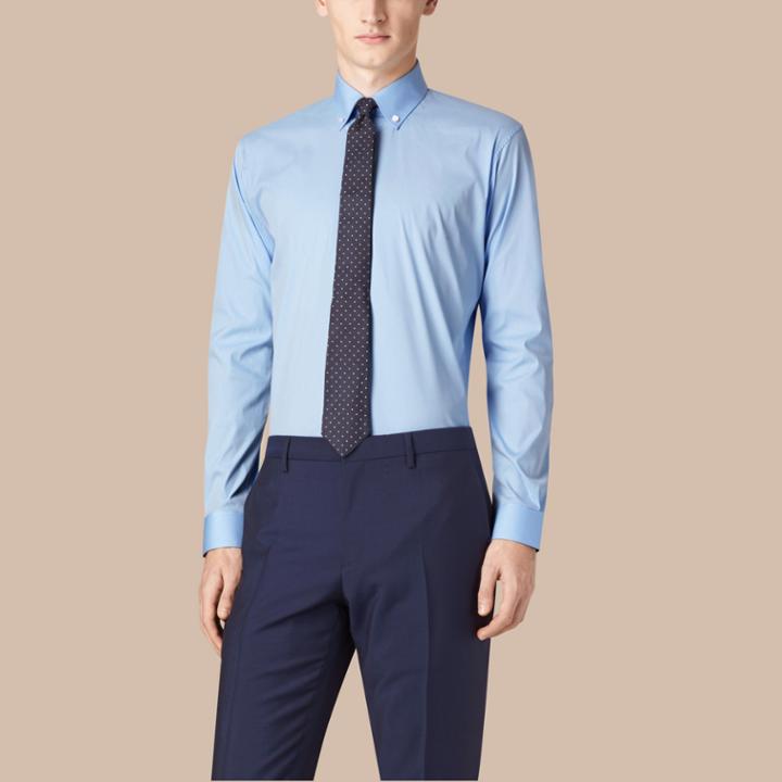 Burberry Burberry Modern Fit Button-down Collar Stretch Cotton Shirt, Size: 14.5, Blue