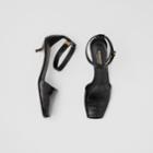 Burberry Burberry Monogram Motif Embossed Leather Sandals, Size: 35, Black