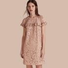 Burberry Short-length Lace Shift Dress With Ruffle Detail
