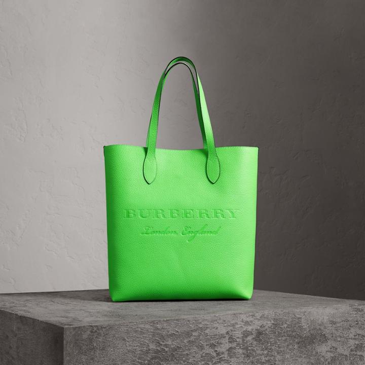 Burberry Burberry Embossed Leather Tote, Green