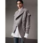 Burberry Burberry Cable Knit Cashmere Asymmetric Cardigan, Grey