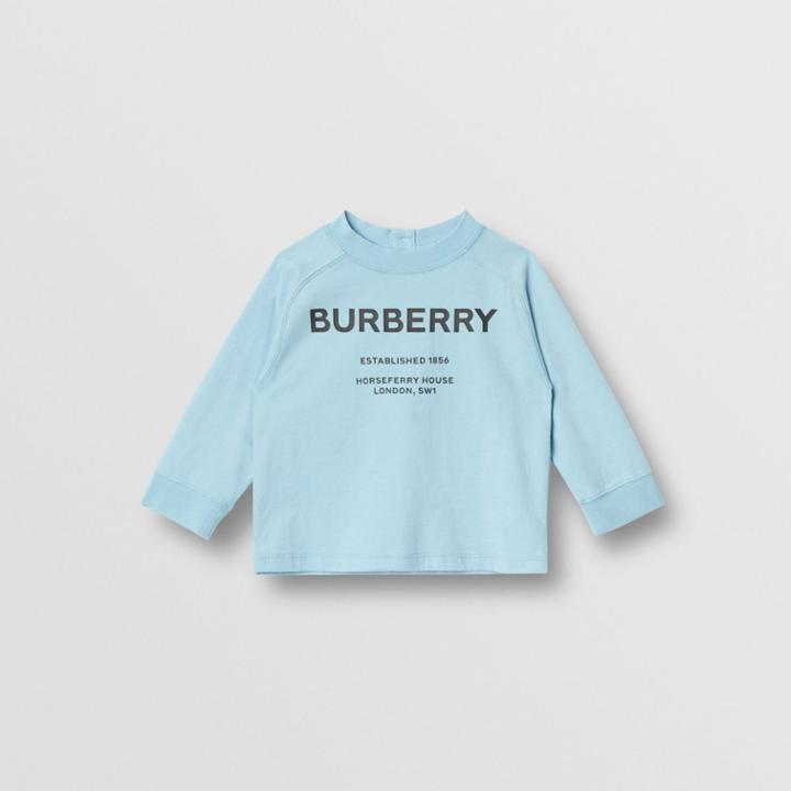 Burberry Burberry Childrens Long-sleeve Horseferry Print Cotton Top, Size: 2y, Blue