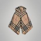 Burberry Burberry Childrens Check Wool Cashmere Hooded Poncho, Beige