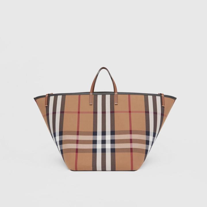 Burberry Burberry Extra Large Check Cotton Beach Tote, Brown