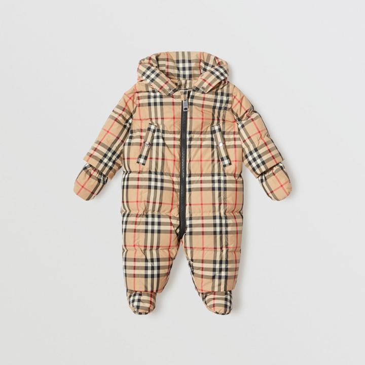 Burberry Burberry Childrens Vintage Check Down-filled Puffer Suit, Size: 12m, Beige