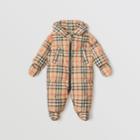 Burberry Burberry Childrens Vintage Check Down-filled Puffer Suit, Size: 12m, Beige