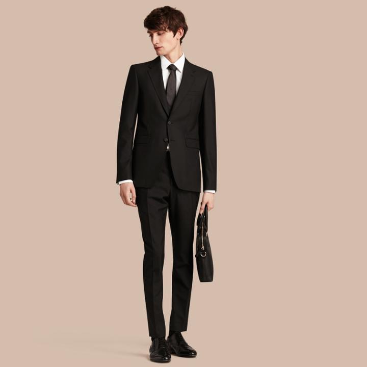 Burberry Burberry Modern Fit Wool Part-canvas Suit, Size: 54r, Black